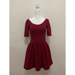 LUSH Textured Mini Dress with Pockets in Red (SMALL)